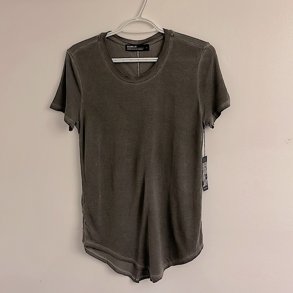 Benjamin Jay Grey Curved Hem T-Shirt NWT